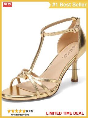 T-Strap Kitten Heel Sandals for Women, 3 Inch Round Toe PU Leather